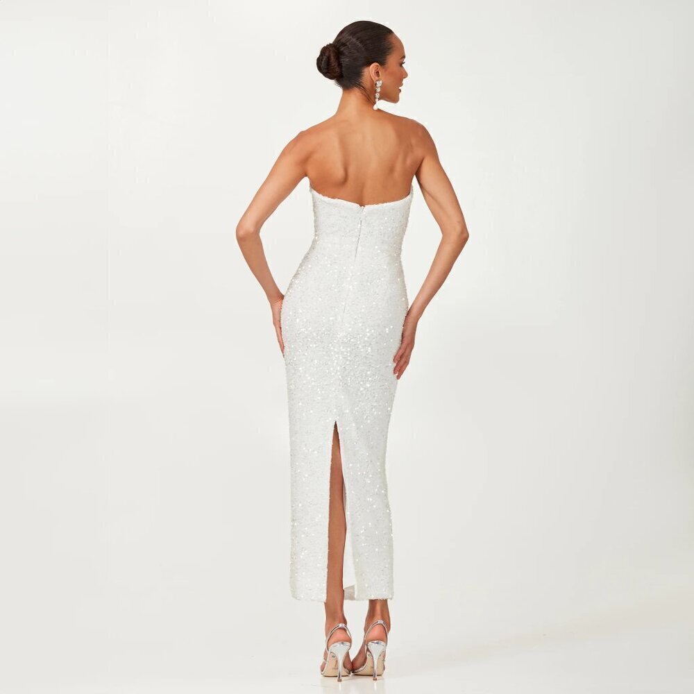 HELSI Leslie Strapless Sequin Column Midi Dress in White Size Large NWT - Picture 15 of 15